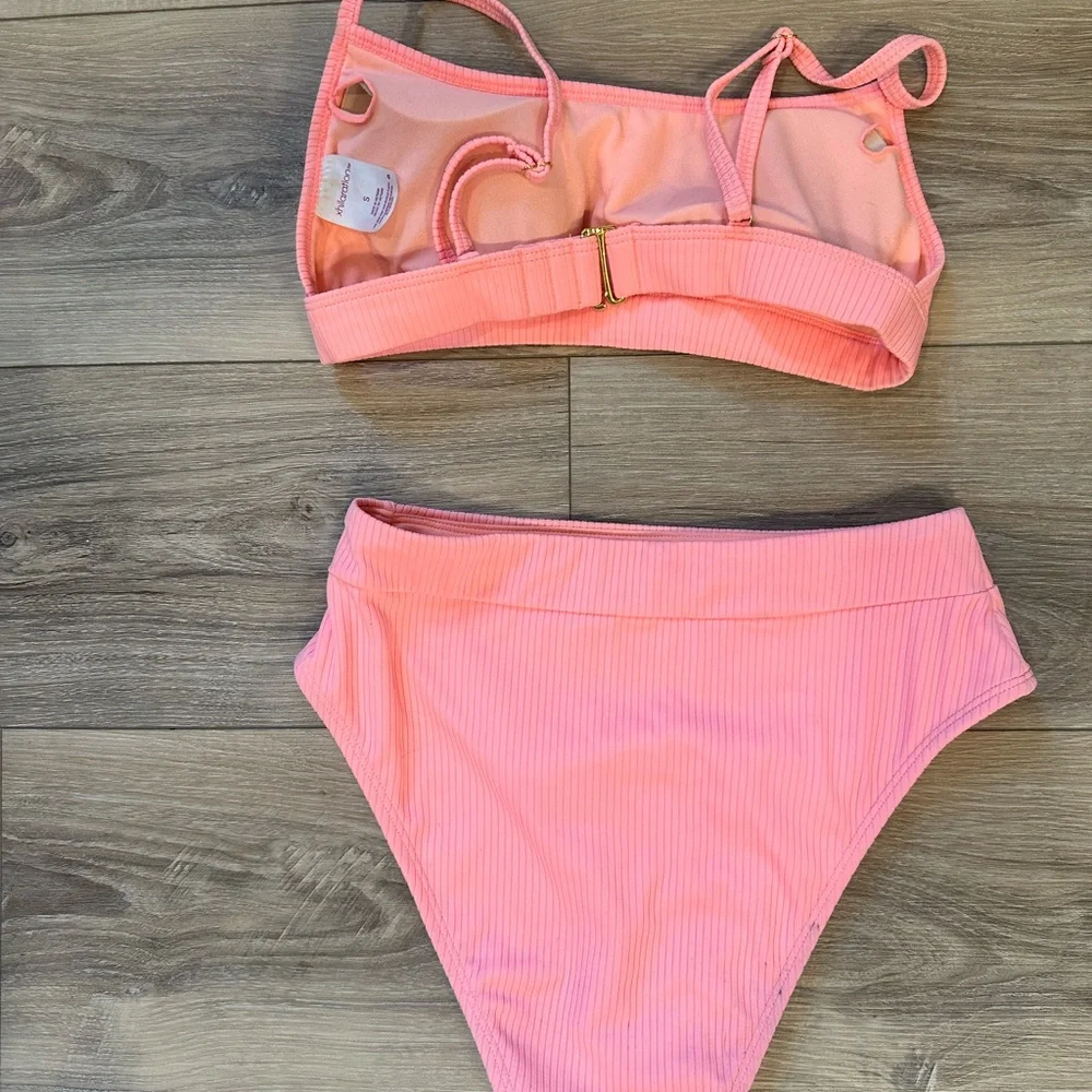 Target Pink Ribbed Bikini Set - Picture 2 of 4
